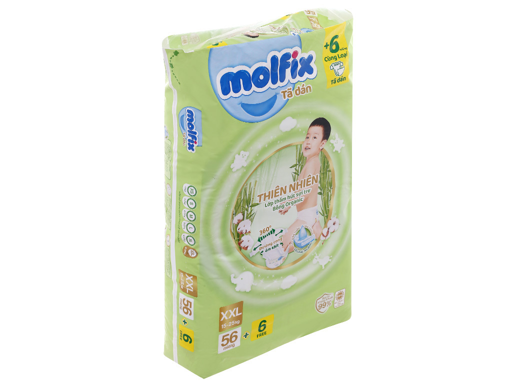 Tã dán Molfix thiên nhiên size XXL 56 miếng (cho bé 15 - 25kg)