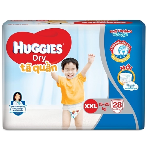Tã quần Huggies Dry Pants XXL, 15- 25kg, 28 miếng