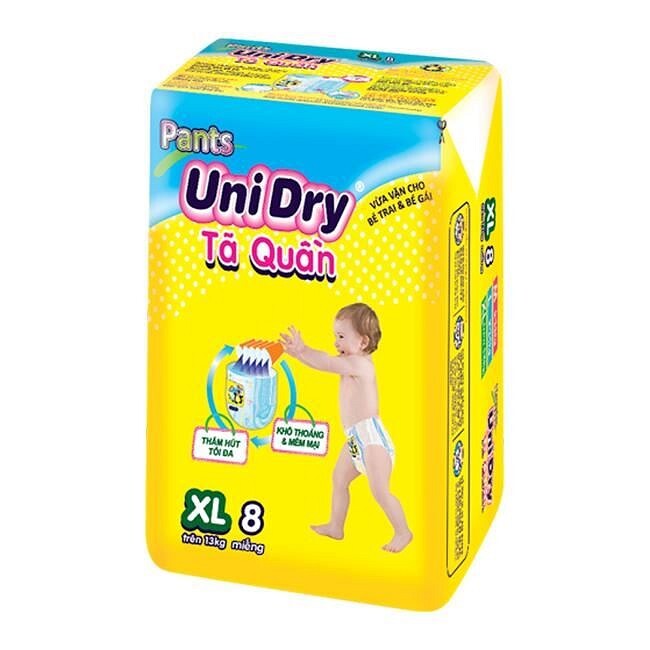 Tã quần UniDry gói nhỏ XL8 (Trên 13kg)