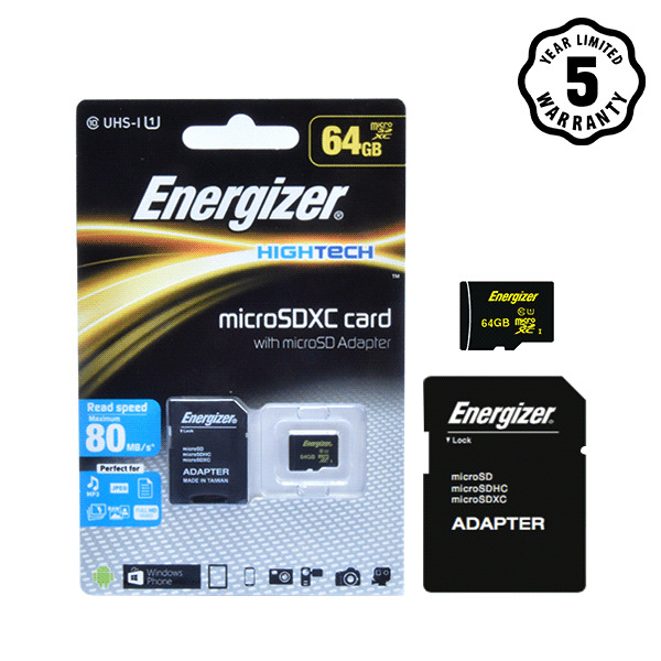 Thẻ nhớ Micro SDXC 64GB Energizer HT C10 U1 80Mb/s - FMDAAH064A