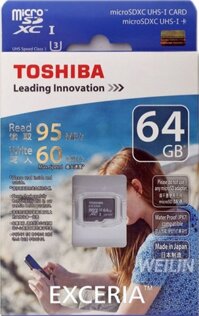 Thẻ nhớ MicroSDXC Toshiba Exceria - 64GB , 95/60