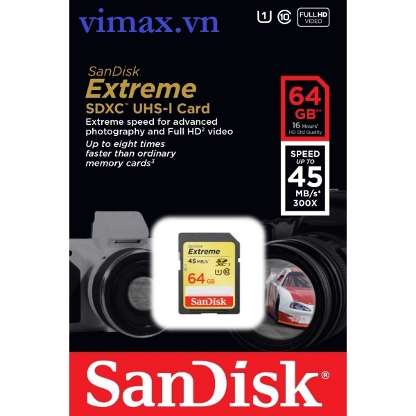 Thẻ nhớ SDXC Sandisk 64GB Extreme 45MB/s