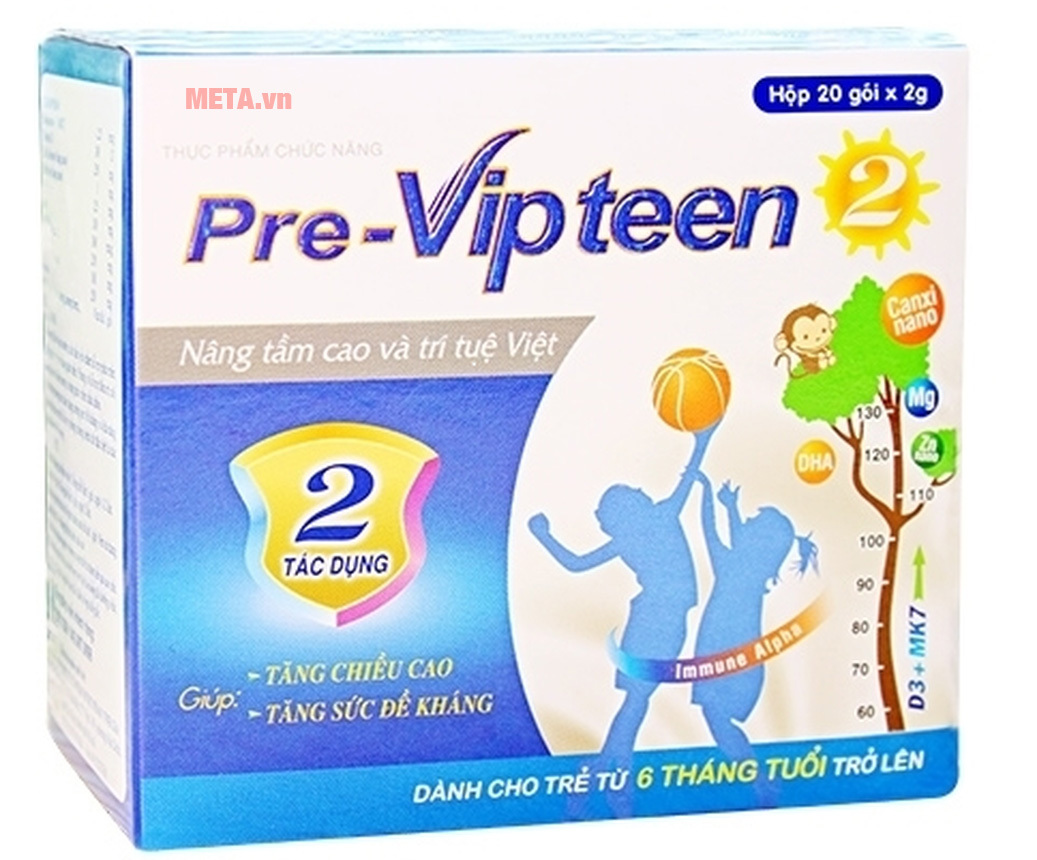 Thực phẩm chức năng Pre-Vipteen 2 - hỗ trợ bổ sung Calci phát triển chiều cao cho trẻ em