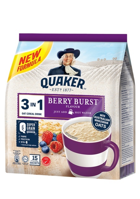 Thức uống yến mạch Quaker 3in1 Vị Berry Burst Gói 450g