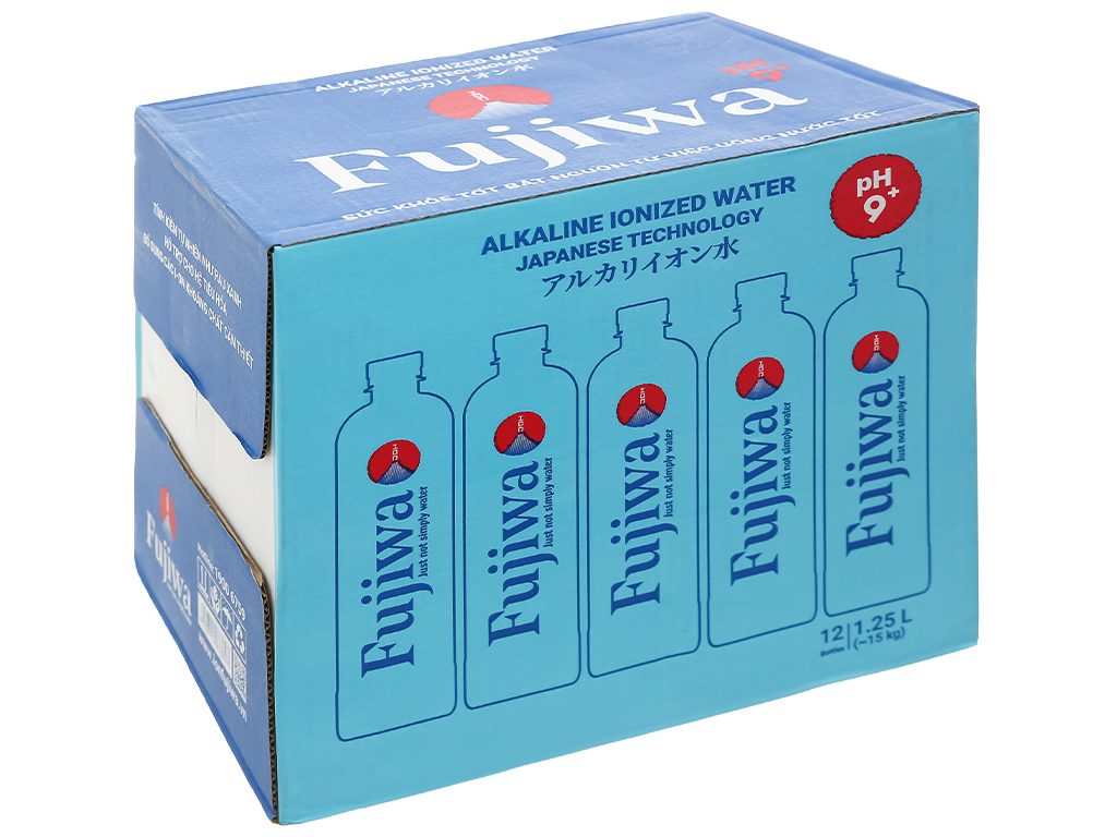 Thùng 12 chai nước uống i-on kiềm Fujiwa 1.25 lít