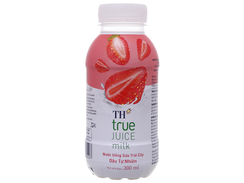 Thùng 24 chai nước uống sữa trái cây TH True Juice Milk dâu 300ml