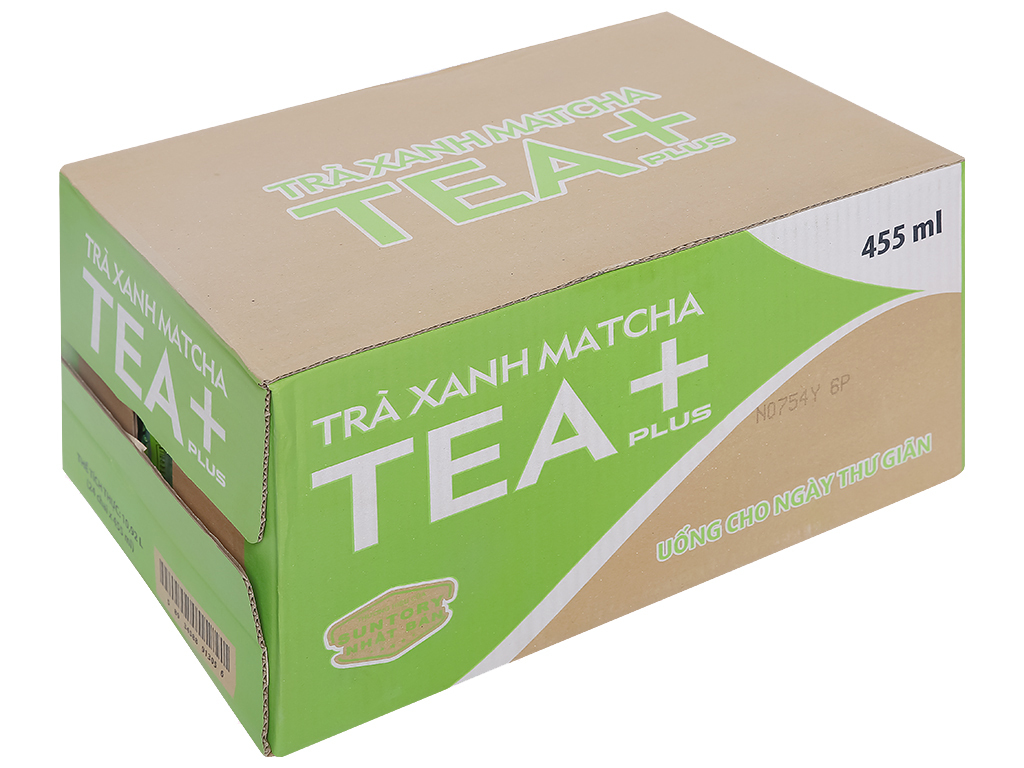 Thùng 24 chai trà xanh matcha Tea Plus 455ml