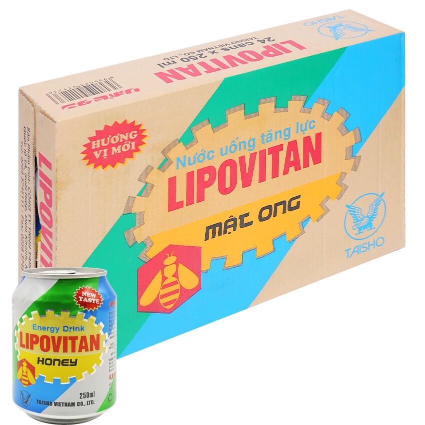 Thùng 24 lon nước tăng lực Lipovitan mật ong 245ml