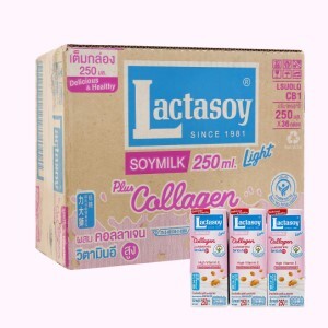 Thùng 36 hộp sữa đậu nành collagen Lactasoy 250ml