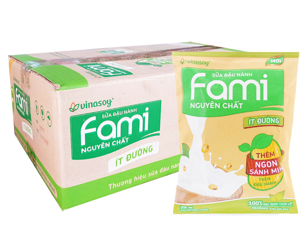 Thùng 40 bịch sữa đậu nành nguyên chất Fami 200ml