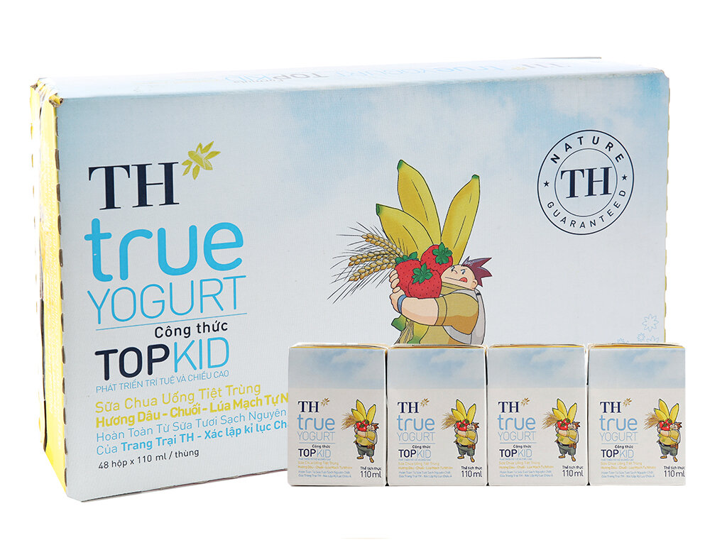 Thùng 48 Hộp Sữa Chua Uống Hương Dâu Th True Yogurt Top Kid 110Ml Chính  Hãng Giá Rẻ