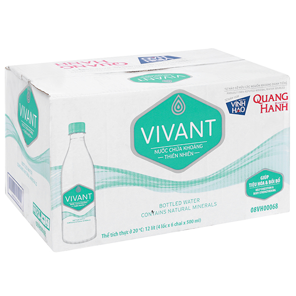 Thùng nước khoáng thiên nhiên Vivant - 500ml, 24 chai