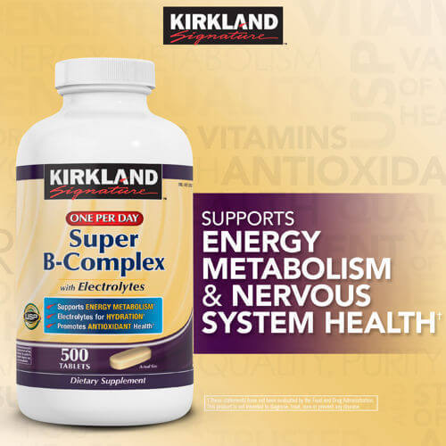 Thuốc bổ Vitamin tổng hợp Kirkland Signature One Per Day Super B-Complex with Electrolytes - 500 viên