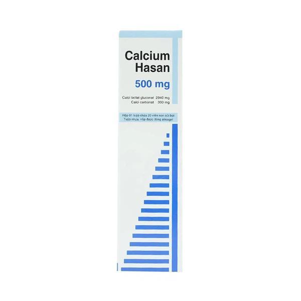 Thuốc điều trị bệnh loãng xương Calcium Hasan 500mg (Tuýp 20 viên)