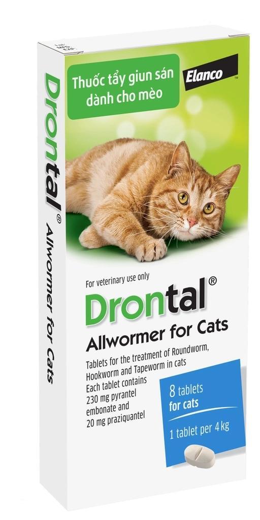 Thuốc xổ giun sán cho mèo Bayer Drontal 1 hộp x 8 viên