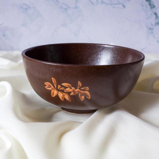 Tô canh màu nâu hoa vàng nghệ gốm sứ Nhật Bản Sen Và Gốm SVG4171