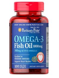 TPCN Puritan's Pride Omega-3 Fish Oil 1000 mg - Viên uống dầu cá nâng cao sức khỏe tim mạch và hệ miễn dịch