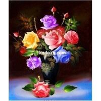 Tranh đính đá S8416 - Bình hoa hồng khoe sắc