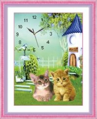 Tranh gắn đá H585 - Hai chú mèo