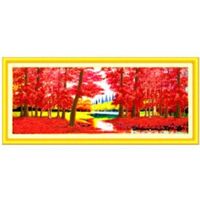 Tranh gắn đá hạt tròn rừng cây lá đỏ - DZ-2071