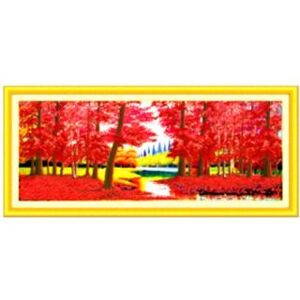 Tranh gắn đá hạt tròn rừng cây lá đỏ - DZ-2071