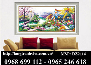 Tranh gắn đá hạt tròn tổ ấm bình yên - DZ2114 (DZ-2114)