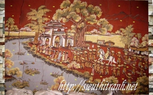 Tranh gốm dán tường - vinh quy bái tổ - g70