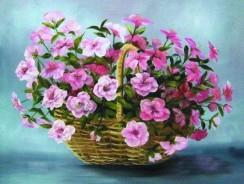 Tranh in canvas VTC LunaCV-0197 - giỏ hoa đẹp, 60 x 50cm