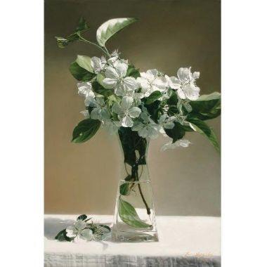 Tranh in canvas VTC LunaCV-0208 - lọ hoa mận trắng, 40 x 60cm