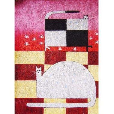 Tranh in canvas VTC LunaCV-0278 - mèo trừu tượng, 50 x 70cm