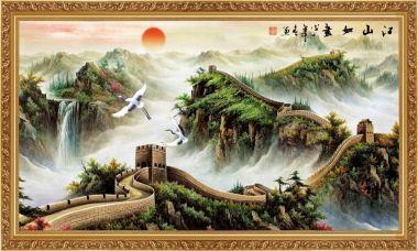 Tranh in canvas VTC LunaTM-0013 - phong thủy Vạn Lý Trường Thành, 100 x 55 cm