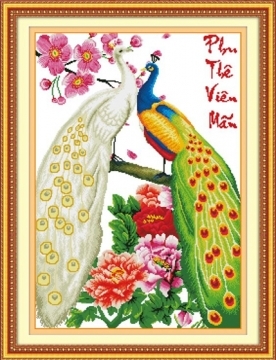 Tranh thêu chữ thập 222775 - Phu thê viên mãn