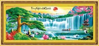 Tranh thêu chữ thập 222986 - Tùng nghênh khách