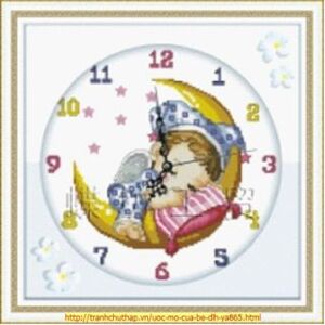 Tranh thêu chữ thập em bé ngủ DLH-YA865