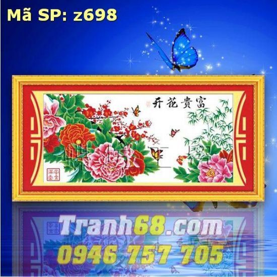 Tranh thêu chữ thập hoa - DLH-YZ698