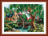 Tranh thêu chữ thập Lâu đài xanh YF221