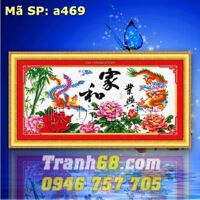 Tranh thêu chữ thập long phụng - DLH-YA469