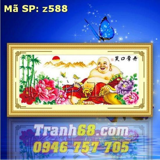 Tranh thêu chữ thập phật di lặc - DLH-YZ588