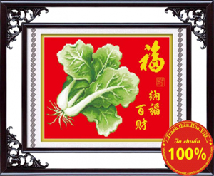 Tranh thêu chữ thập tiền tài phúc lành DLH-YZ619