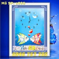 Tranh thêu đồng hồ con cá - DLH-YA995