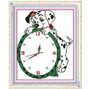 Tranh thêu đồng hồ cún con - DLH-YA1075