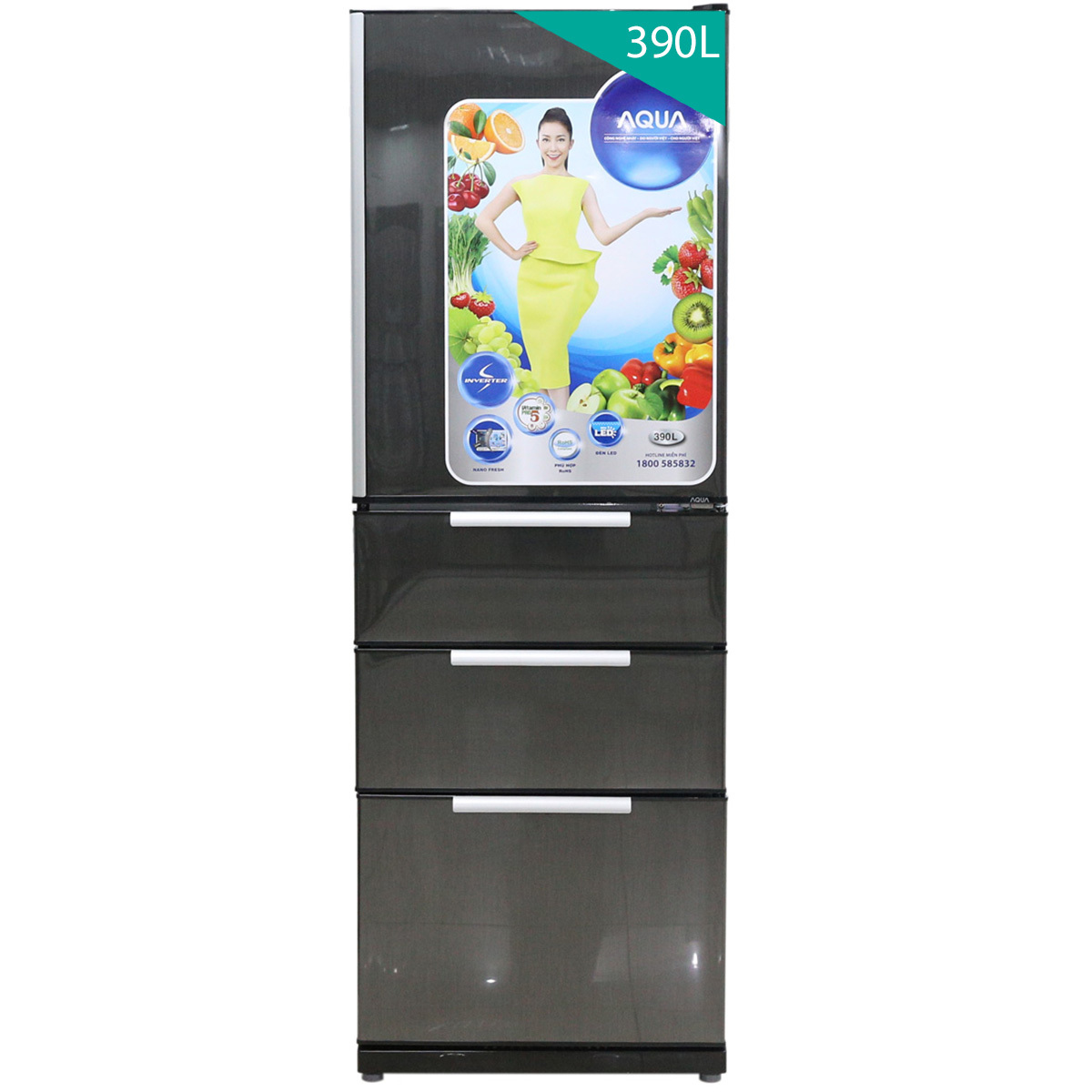 Tủ lạnh Aqua Inverter 390 lít AQR-ID360