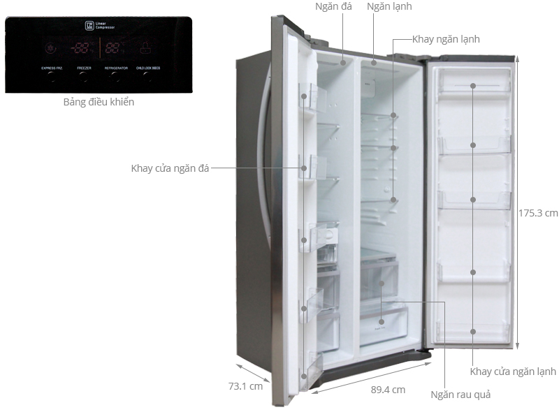 Tủ lạnh LG Inverter 524 lít GR-B227GS