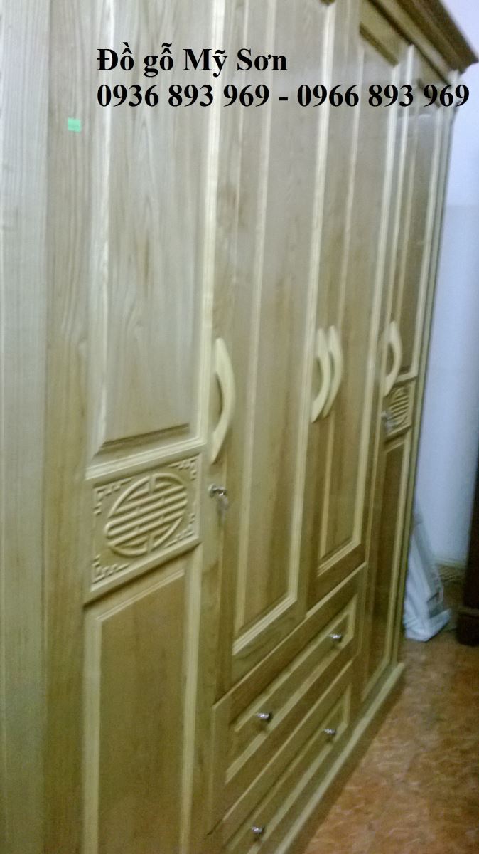 Tủ quần áo gỗ Sồi Nga 4 buồng MS009