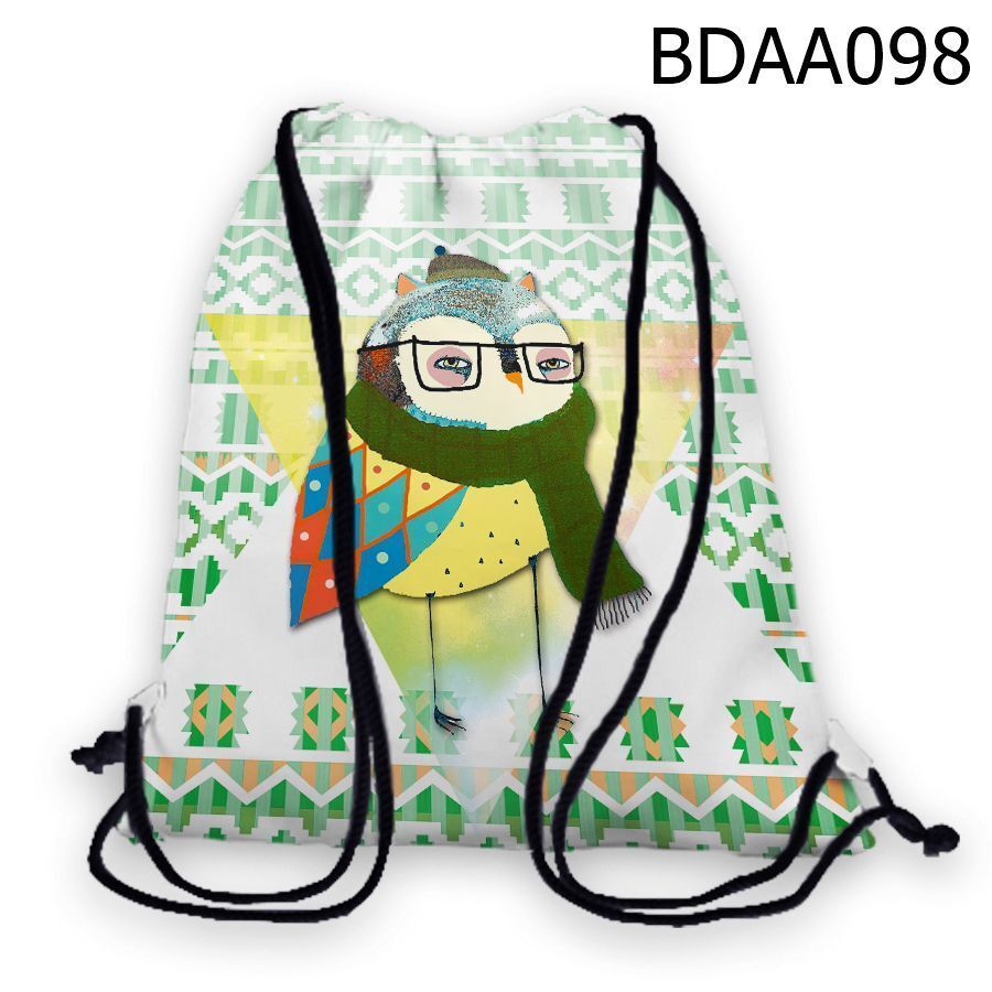 Túi rút in hình Cú quàng khăn len BDAA098