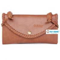 Túi xách Huy Hoàng đan viền màu bò đậm - HH6170