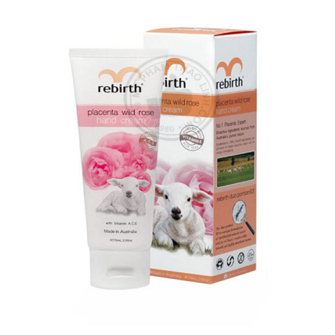 Kem dưỡng da tay Rebirth Placenta Wild Rose Hand cream with vitamins A...