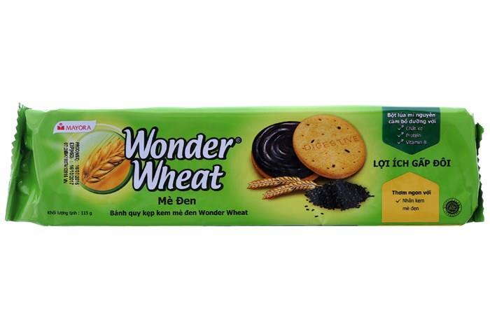 Bánh quy kẹp kem mè đen Wonder Wheat gói 115g 