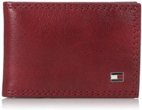 Ví nam cao cấp da thật màu đỏ Tommy Hilfiger Men's Jerome Front-Pocket Wallet (Mỹ)