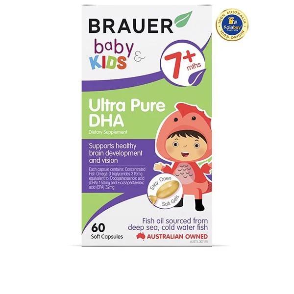 Viên bổ sung DHA cho bé Brauer Baby & Kids Ultra Pure DHA (7+ months) 60 viên